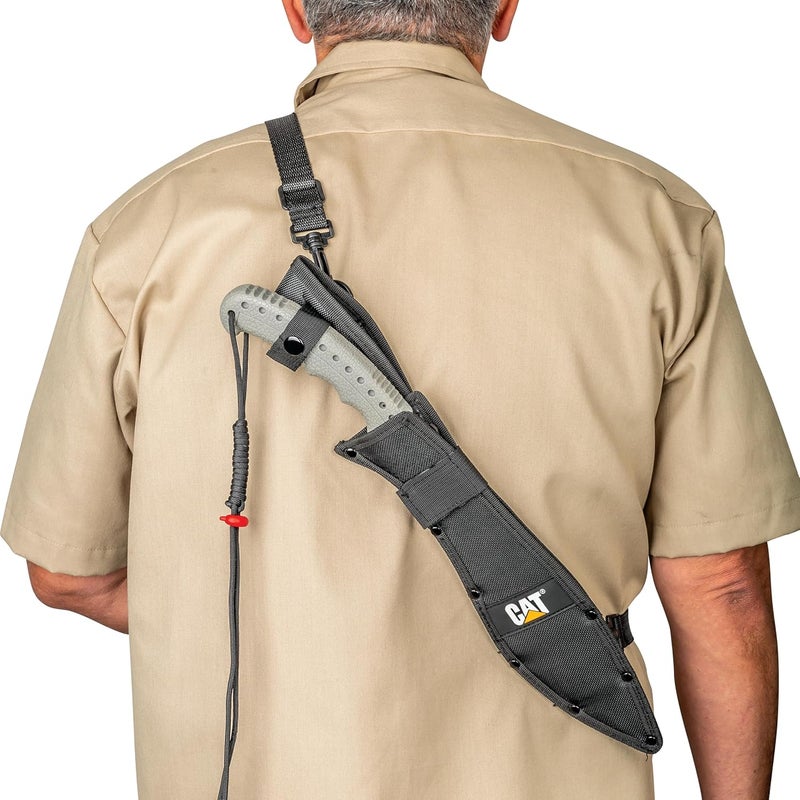 CAT Machete with Shoulder Strap Sheath,19 Inch, Stainless Steel Blade Knife with Ergonomic Comfort Tool Handle, Cut, Chop, Clear Brush, Garden, Outdoors, Camping Black Silver - 240395 - Image 4